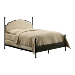 Geraldine Upholstered Headboard Poster Panel Bed Powder Coated Gun Metal - HOMES: Inside + Out -Home Furniture Shop GUEST abf61064 8b97 4a66 a90a e65612d4e539