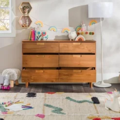 Mid-Century Modern Groove Wood 6 Drawer Dresser - Saracina Home -Home Furniture Shop GUEST b23f9ced 0f20 4832 b513 915786661b90