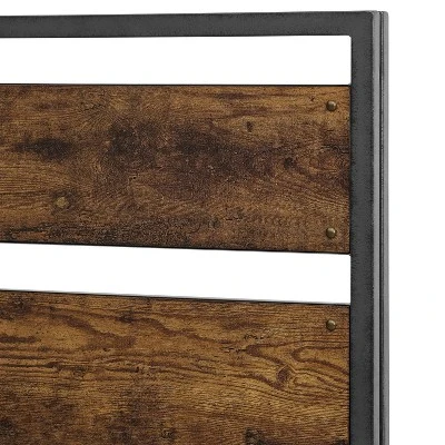 Queen Urban Chic Metal And Wood Plank Bed Brown - Saracina Home 6 Queen Urban Chic Metal And Wood Plank Bed Brown - Saracina Home - Image 4