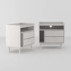 2pk Mid-Century Modern Solid Wood 2 Drawer Storage Nightstands - Saracina Home -Home Furniture Shop GUEST c880a12d 845d 41f3 8c73 9ddb9ed4b555