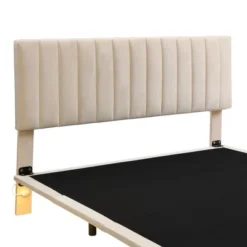 Queen Size Upholstered Floating Velvet Platform Bed With Sensor Light And Headboard-ModernLuxe 18 Queen Size Upholstered Floating Velvet Platform Bed With Sensor Light And Headboard-ModernLuxe -Home Furniture Shop GUEST d54cfe1a 7731 44a4 8d11 242852f7e515
