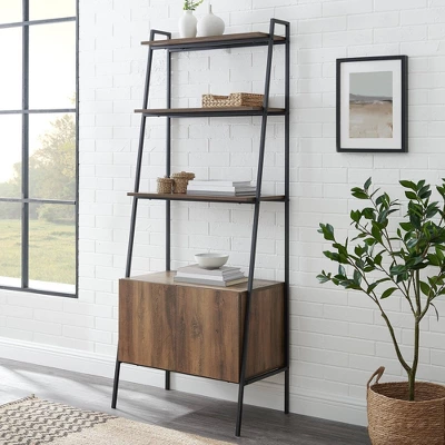 72" Open Shelf And Closed Storage Cabinet Ladder Bookcase - Saracina Home 3 72" Open Shelf And Closed Storage Cabinet Ladder Bookcase - Saracina Home