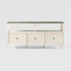 Farmhouse 3 Drawer Wood TV Stand For TVs Up To 65" - Saracina Home -Home Furniture Shop GUEST d9730f71 b9b6 492b a5cf a4fc4c23ddea