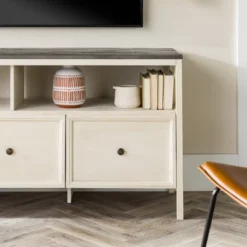 Farmhouse 3 Drawer Wood TV Stand For TVs Up To 65" - Saracina Home -Home Furniture Shop GUEST db616c55 957b 4465 80b7 0cddcd1d7792