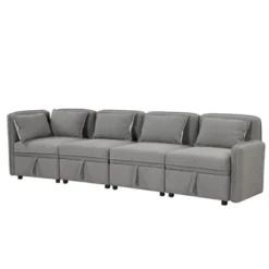 122.8" Minimalist Convertible Modular Sofa, Upholstered Sectional Sofa Couch With 5 Pillows-ModernLuxe -Home Furniture Shop GUEST db8c769f 873d 402b bea5 b7a0feead322