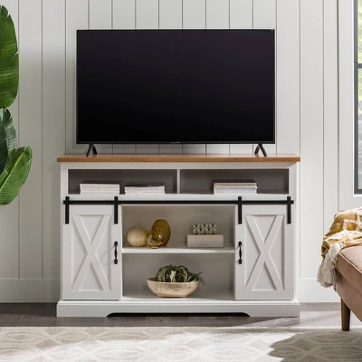 Transitional Sliding Barndoor Highboy TV Stand For TVs Up To 58" - Saracina Home 15 Transitional Sliding Barndoor Highboy TV Stand For TVs Up To 58" - Saracina Home - Image 13