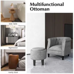 Costway Modern Accent Chair With Ottoman Armchair Barrel Sofa Chair With Footrest Grey 17 Costway Modern Accent Chair With Ottoman Armchair Barrel Sofa Chair With Footrest Grey -Home Furniture Shop GUEST e550a4be bd7d 4b7e b8b2 9df68e88dc9b