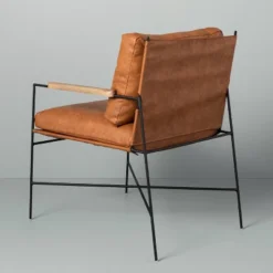 Faux Leather & Metal Accent Chair - Black/Brown - Hearth & Hand™ With Magnolia -Home Furniture Shop GUEST e5692544 8e55 4447 8f20 aa4310407010