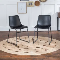 Set Of 2 Laslo Modern Upholstered Faux Leather Dining Chairs - Saracina Home -Home Furniture Shop GUEST e921ecff 5d1c 46bf 8a40 c3330f7f710d