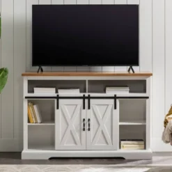Transitional Sliding Barndoor Highboy TV Stand For TVs Up To 58" - Saracina Home 34 Transitional Sliding Barndoor Highboy TV Stand For TVs Up To 58" - Saracina Home -Home Furniture Shop GUEST e952740e 70ac 42e4 a86c 65befa0e8542