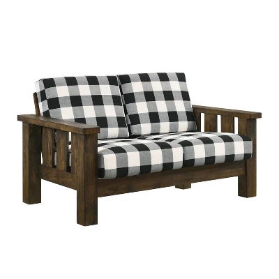 Jovie Gingham Rustic Loveseat - HOMES: Inside + Out 5 Jovie Gingham Rustic Loveseat - HOMES: Inside + Out - Image 3